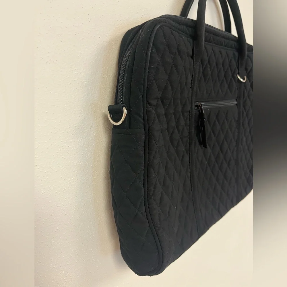 Vera Bradley Quilted Black Laptop Bag Organizer Business Casual Professional